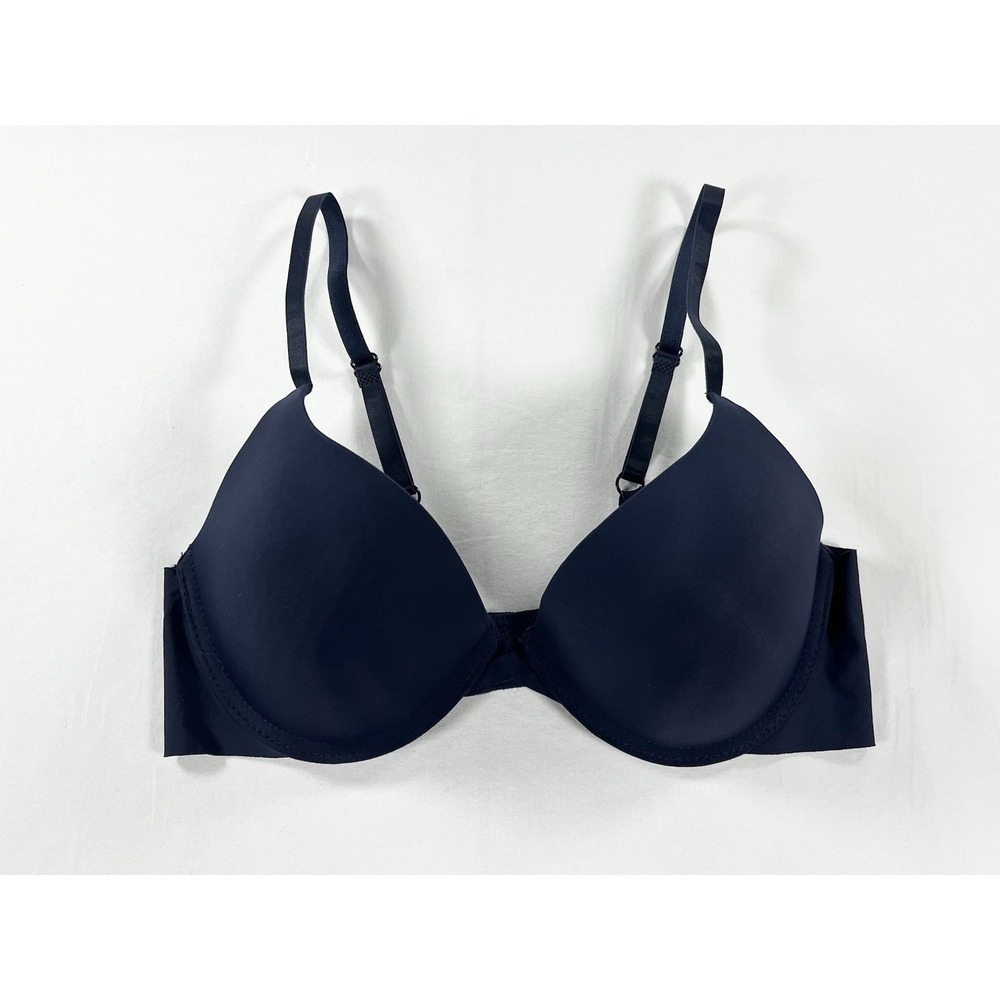 Laura Ashley Smooth Seamless Push Up T Shirt Underwire Bra Classic Navy Blue 34B